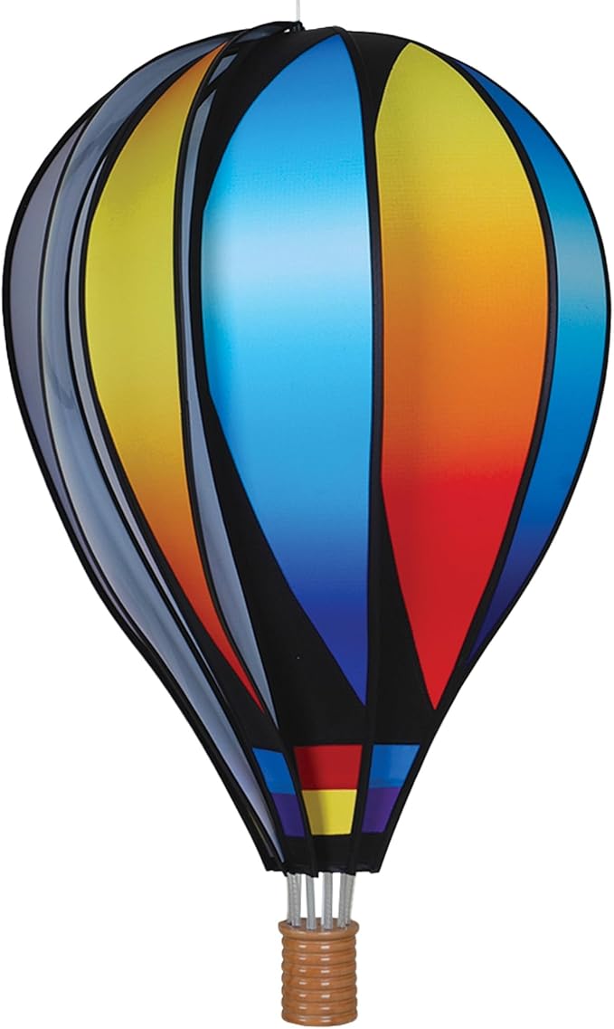 Hot Air Balloon Hanging Garden Spinner 22" - Vibrant Sunset Gradient Design, Weather-Resistant Outdoor Decor, Durable & Lightweight for Patios, Yards, and Gardens - Eye-Catching Wind Spinner