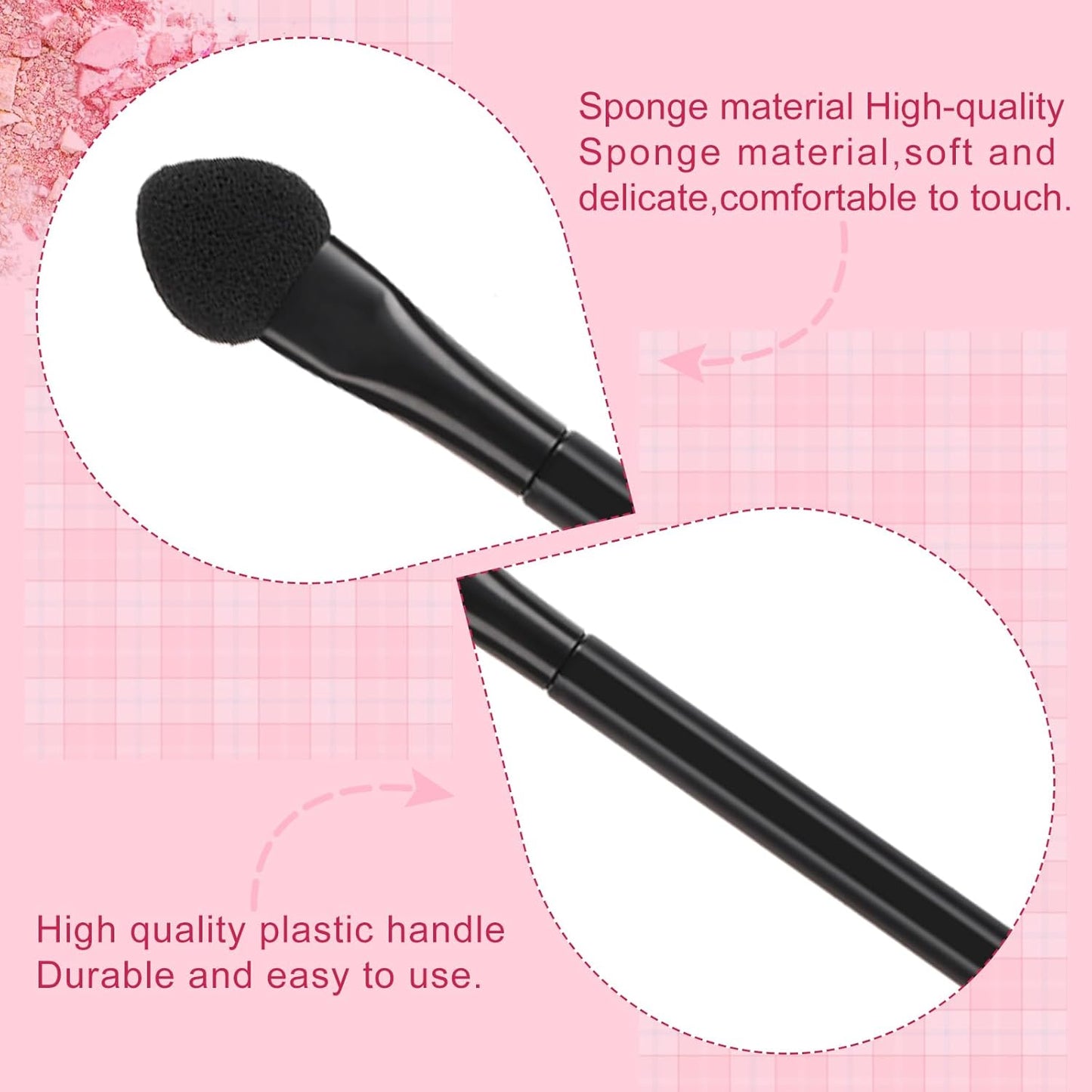30 PCS Professional Disposable Dual Side Sponge Eyeshadow Brush, Double Head Eye shadow Brushes Makeup Applicator Cosmetic Tools(Length: 12 cm, Round Handle, Black)