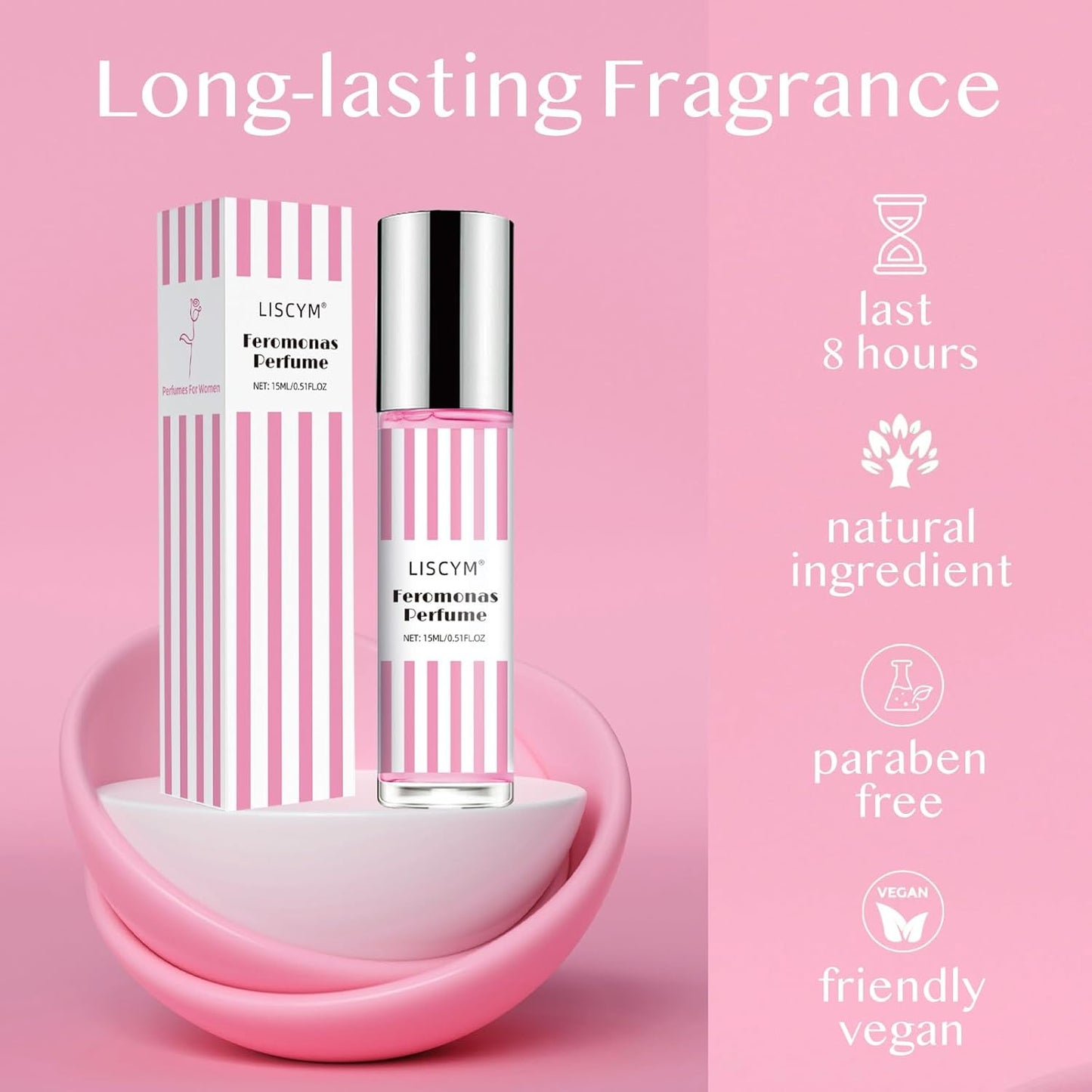 Feromonas Perfumes for Women, 15 ml Travel Size Fragrance Oil to Attract Men, Long-Lasting, Roll-On