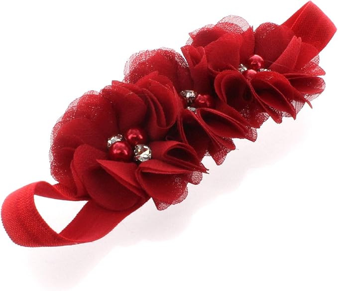 My Lello Flower Headbands Baby - Girls - Toddler Fabric Beaded Stretchy Elastic Pair