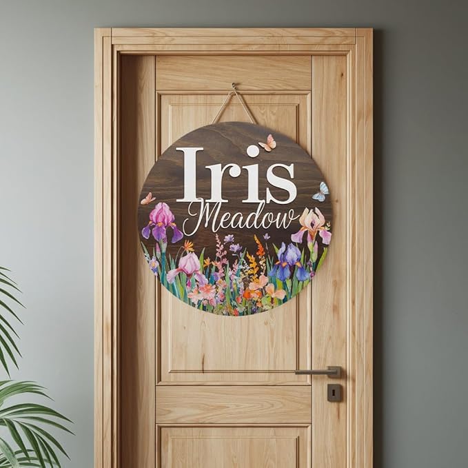 Personalized Wooden Name Signs for Nursery, Iris Sign for Baby Door Decor, Newborn Gifts for Girl, Girls Nursery Wall Bedroom Decorations, Mother's Day Gifts for New Mom Dad Gift