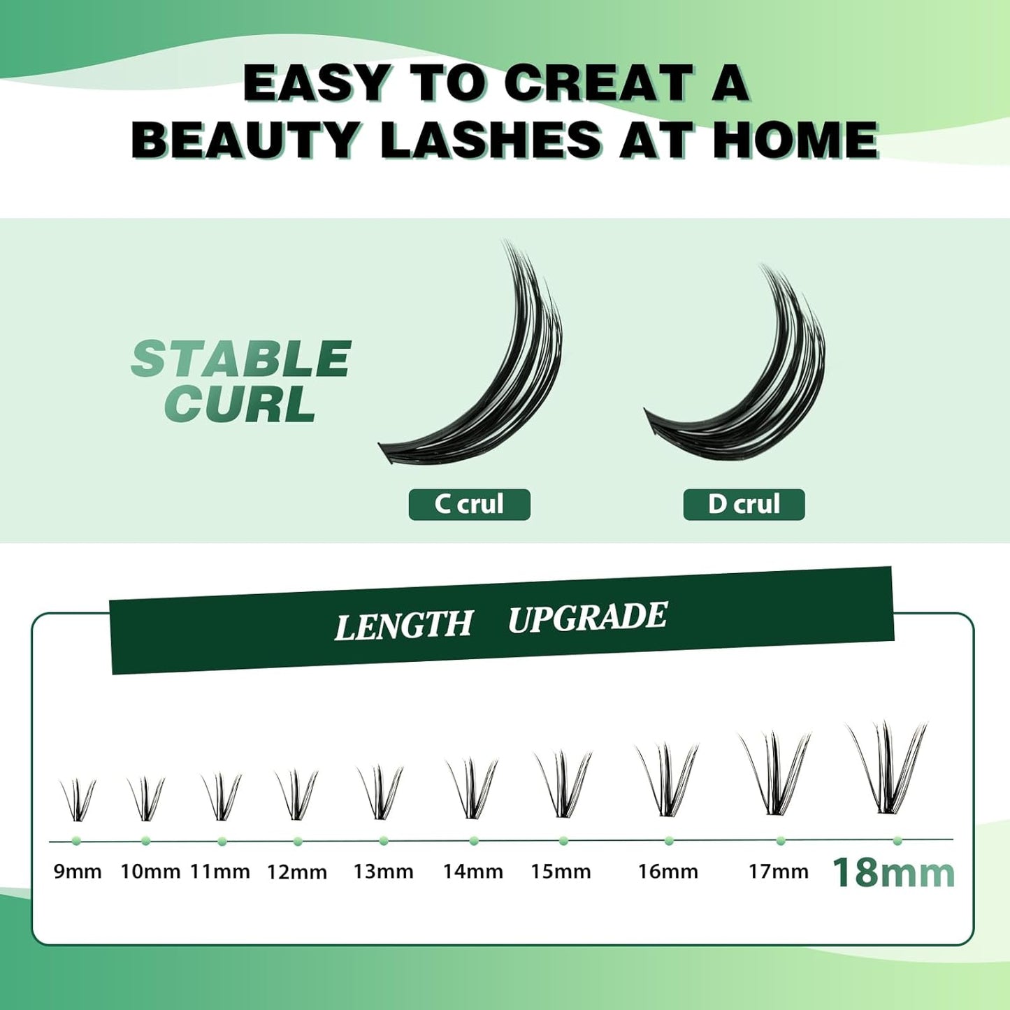 Lash Clusters 300pcs Individual Lashes 40D 0.07D Curl 12mm DIY Eyelash Extension KEYYOU Large Tray Volume Soft&Natural Eyelash Clusters(40D-0.07D,12）