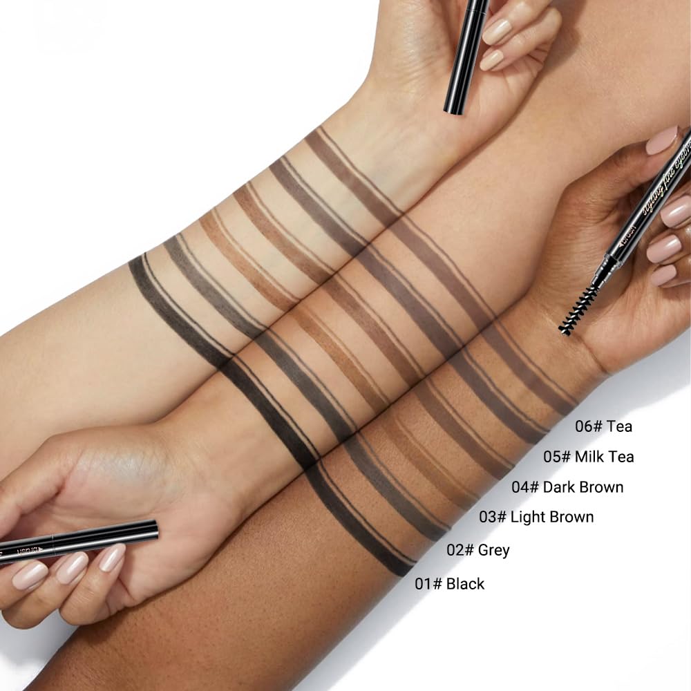 Ultra-Fine Eyebrow Pencils for Women, Waterproof Dual-Sided 5 Pack Taupe Eye Brows Pen, Draws Tiny Brow Hairs, Defines, Fills, Shapes, Contours, Combs -Milk Tea