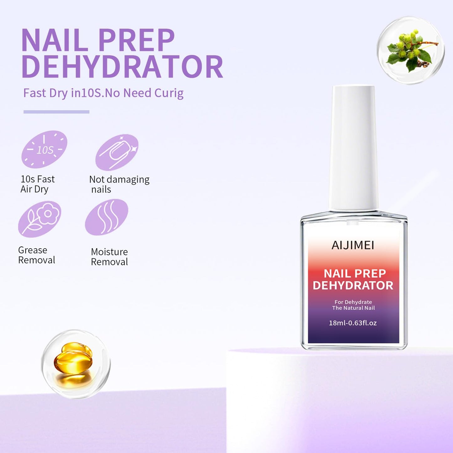 AIJIMEI 18ml Nail Prep Dehydrator And Nail Primer X-Strength Set For Acrylic Nail Products Nail Primer And Dehydrator Nail Bonding Nails（18ml/0.63fl.oz）