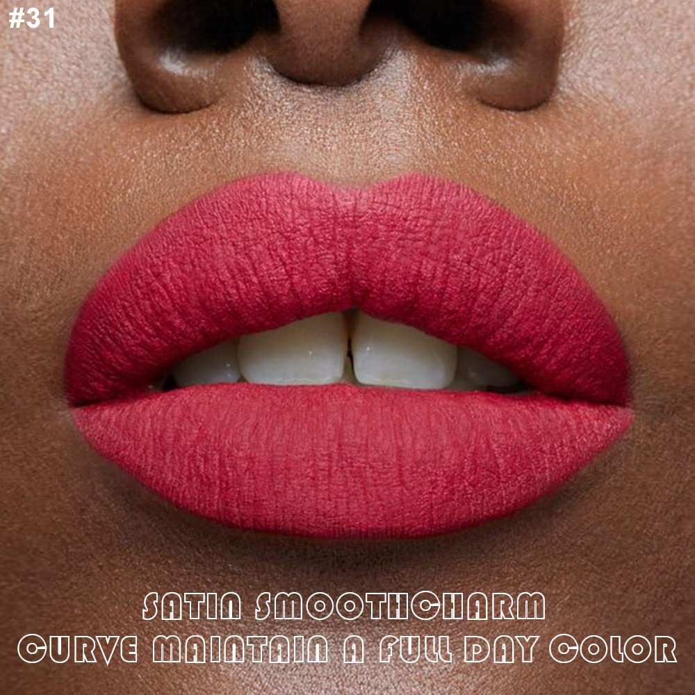 evpct 2Pcs Rose Red Pink Mauve Neutral Color Lip Liner and Matte Lipstick Makeup Sets Vegan Lipstick Lip Liner and Gloss Set Lip Stain Long Lasting Waterproof 24 31#