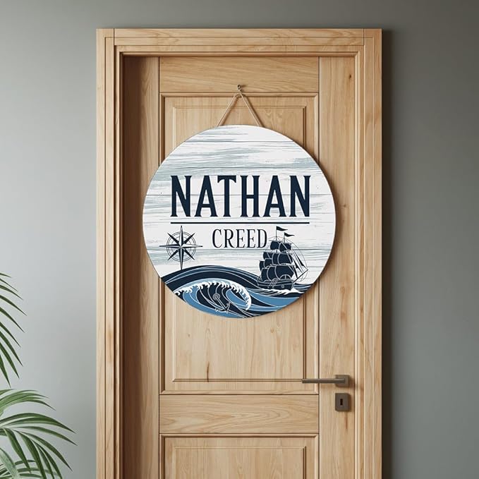 Personalized Name Sign for Nursery, Anchor Sign for Baby Door Decor, Newborn Gifts for Boy, Boys Nursery Wall Bedroom Decorations, Mother's Day Gifts for New Mom Dad Gift