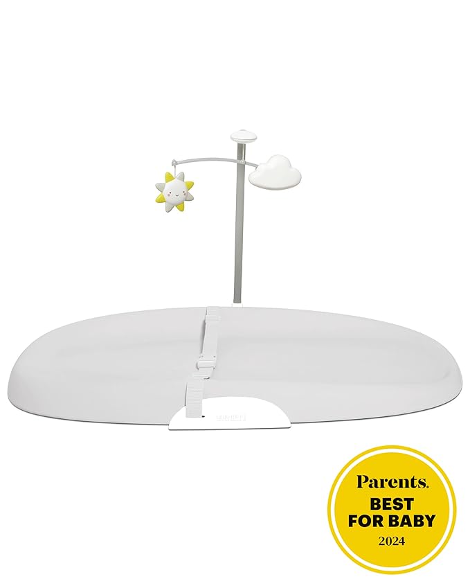 Skip Hop Baby Changing Pad Nursery Style Wipe-Clean Contoured with Cushioned Foam, Non-Skid Base, Built-in Safety Belt & Tuck-Away Toy Bar, Grey