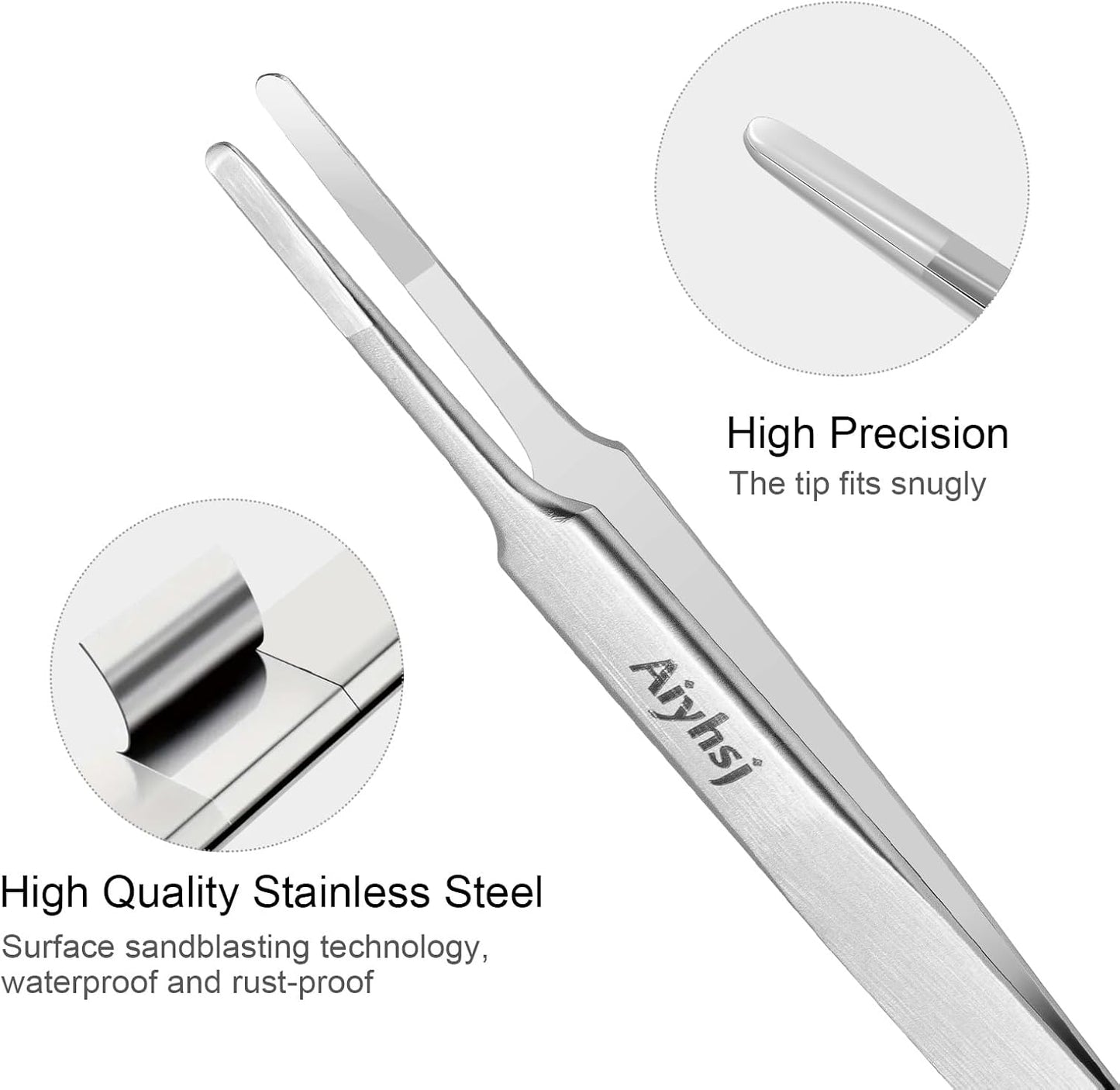 Precision Tweezer, Upgraded Professional Flat Tip Round, High-end Stainless Steel Tweezers for Craft, Electronics, Laboratory Work, Also Great Precision for Hair and Ingrown Hair Removal