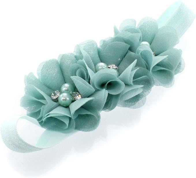 My Lello Flower Headbands Baby - Girls - Toddler Fabric Beaded Stretchy Elastic Pair