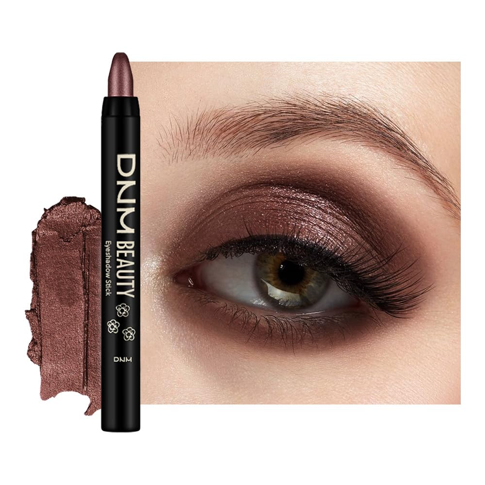 evpct Rich Brown Shimmer Cream Eye Shadow Sticks Brightener Pencils for Women, Dark Brown Silky Eyeshadow Applicator Stick Pen Waterproof, Blendable Crease-Proof Stick Eyeshadow Shimmer Eye Makeup 76
