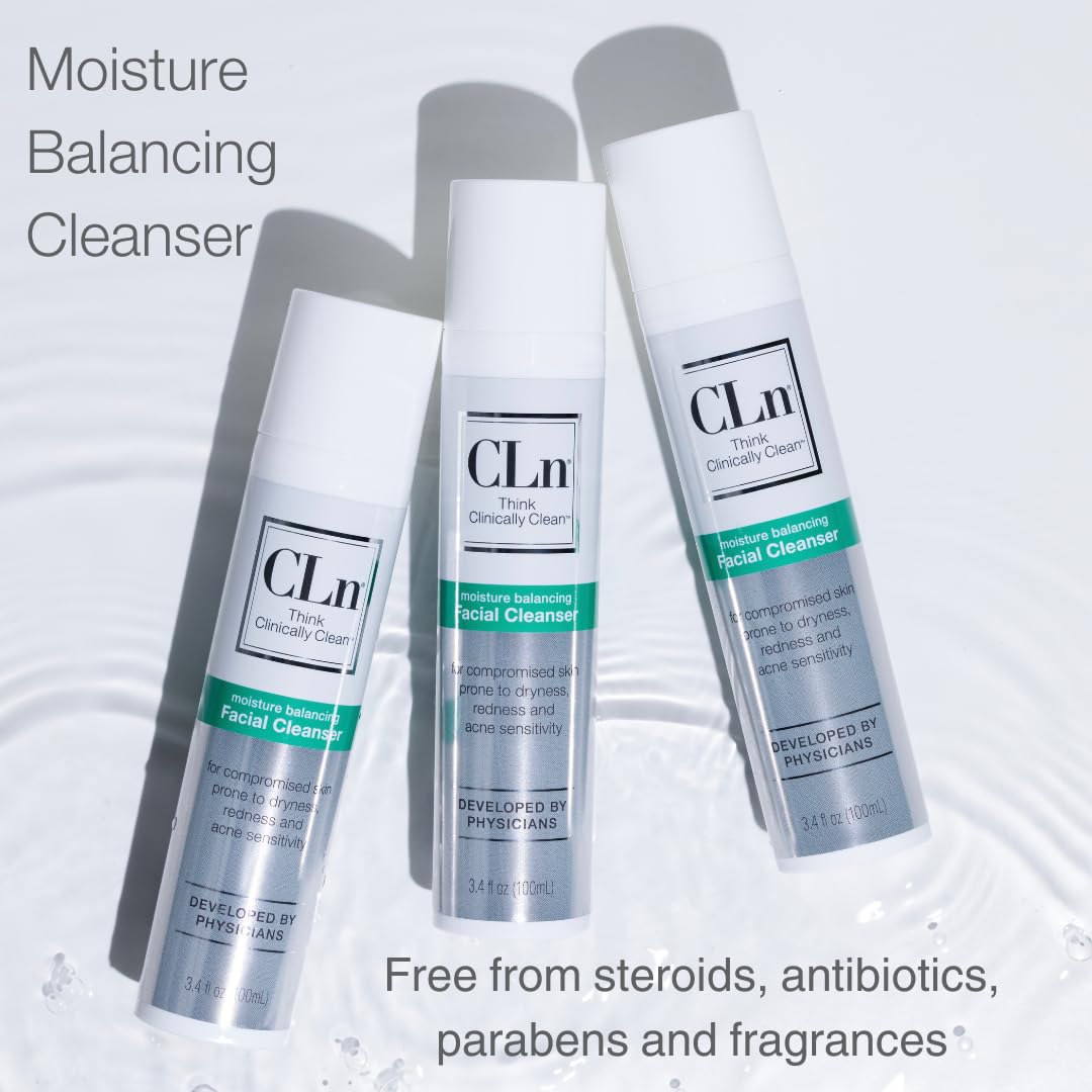 CLn® Facial Cleanser - Hydrating Facial Cleanser with Glycerin, For Skin Prone to Dryness, Eczema, Redness, Irritation & Acne Sensitivity, Fragrance-Free & Paraben-Free, 3.4 fl. oz.