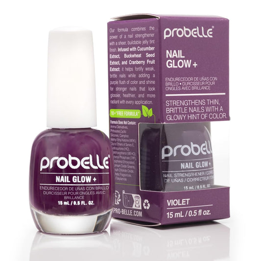 Probelle Nail Glow + Nail Strengthener and Hardener with Sheer Jelly Tint, Hard To Resist Ultra Glowy Nail Shine, Tinted Nails Strengthening Blush for Brittle, Thin, Damaged Nails 0.5 oz (Violet)