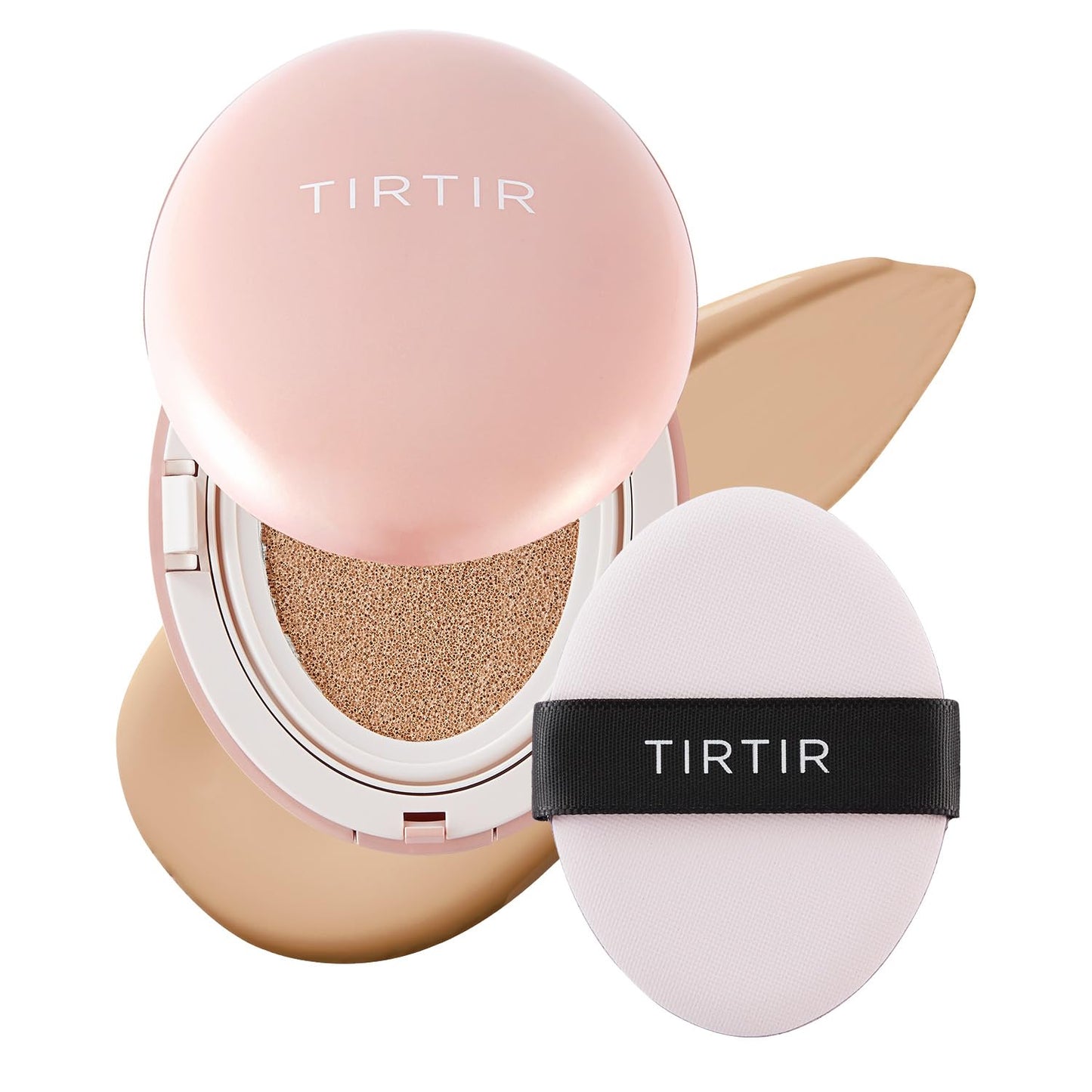 TIRTIR Mask Fit All Cover Pink Cushion Foundation | High coverage, Velvety Matte Finish, Lightweight, Flawless, Corrects Redness, Korean Cushion (#24N Latte, Full Size, 0.63 Fl Oz)