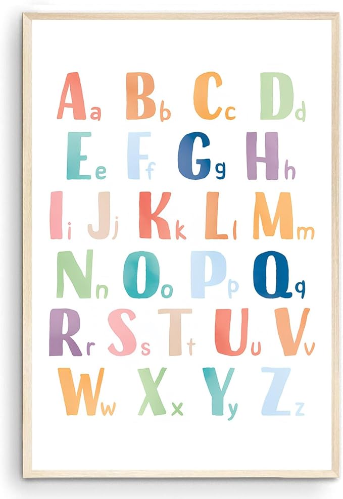 OZCONO Rainbow Alphabet Poster for Kids, Educational ABC Wall Chart for Classroom Decor, Montessori, Nursery Toddler Learning (Unframed) (16x24)