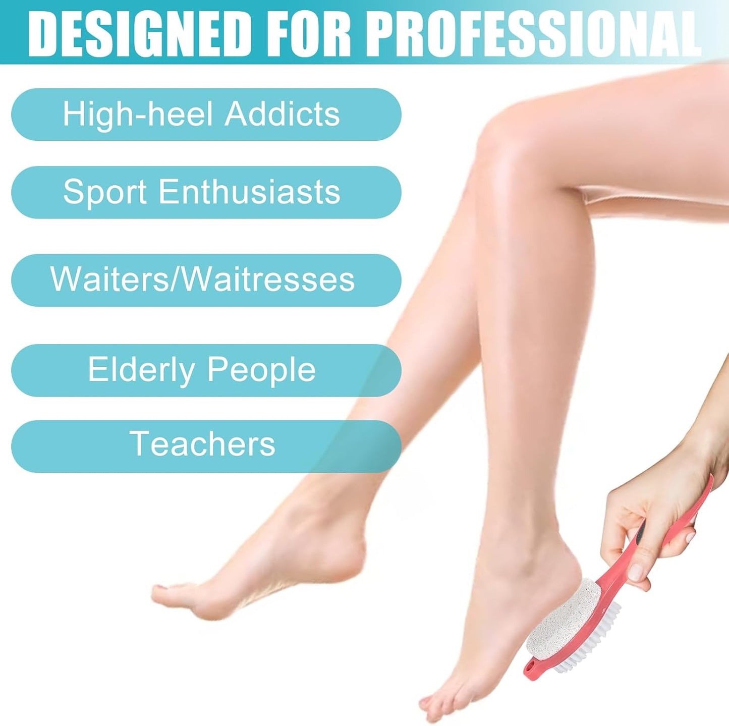 Foot File Callus Remover-2 Pcs 4 in 1 Foot Scrubber Dead Skin Remover for Feet,Pumice Stone, Foot Rasp and Sand Paper for Home Foot Care,Foot Brush for Shower (Red Pedicure Foot File)