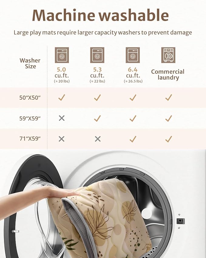 Blissful Diary Baby Play Mats for Floor, 71x59 Inch Extra Thicker & Large Soft Cushioning Foam Playmats for Babies and Toddlers, Foldable Washable Baby Crawling Mat for Playpen, Earth Tones Design