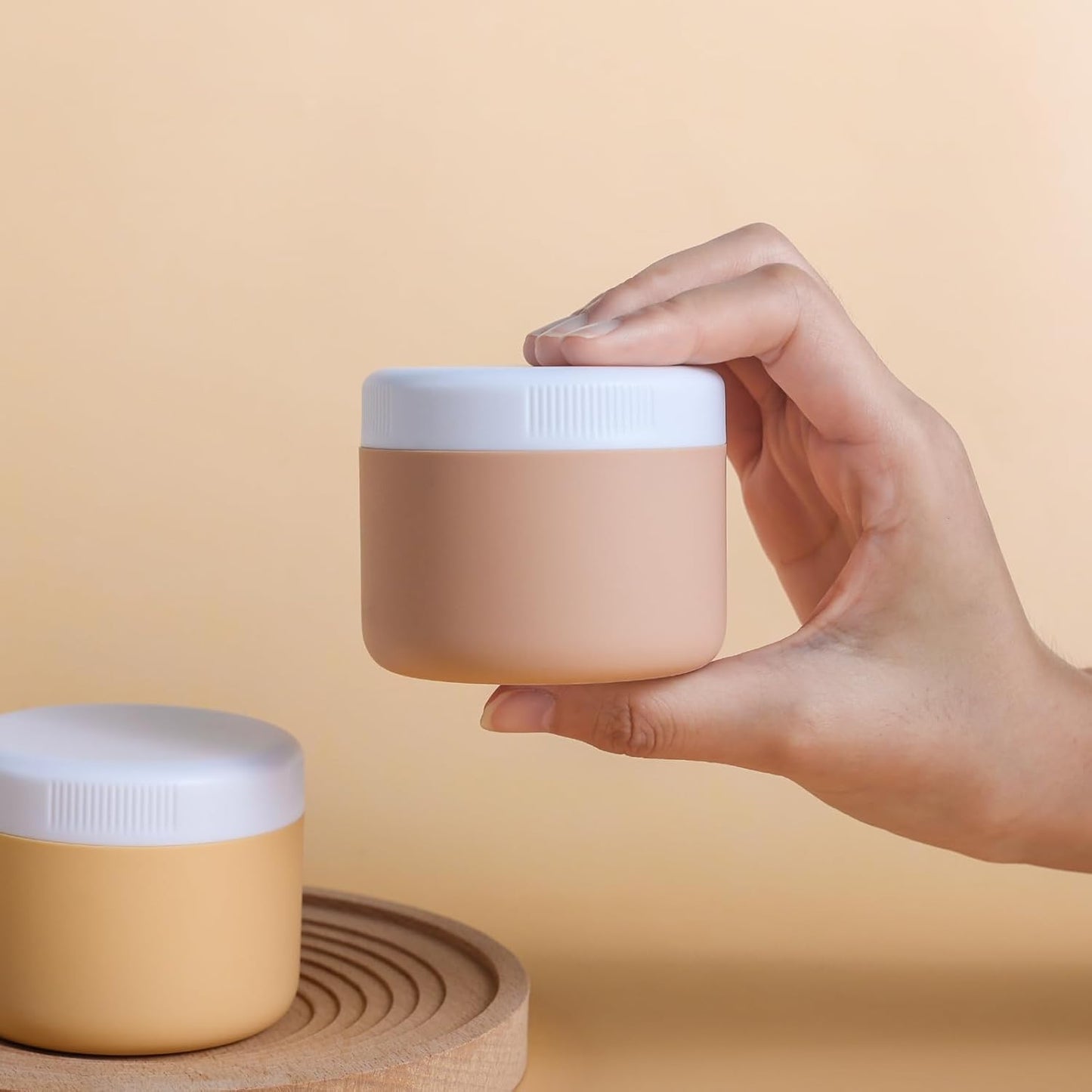 Travel Containers for Toiletries, Silicone Cream Jars BPA-Free, Leak-proof 3oz Travel Size Containers, Portable Size Silicone Jars with Lid for Cosmetic Face Hand Body Cream (4 Pack)