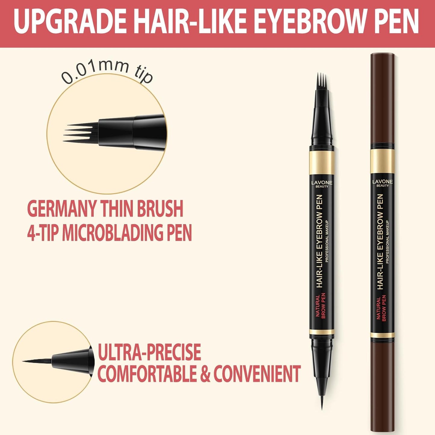 Eyebrow Pen Kit, with Microblading Eyebrow Pen, Eyebrow Gel, Eyeliner, Eyebrow Brush, Eyebrow Pencils for Women, Waterproof, Smudge Proof, Long Lasting Makeup Formula - Dark Coffee