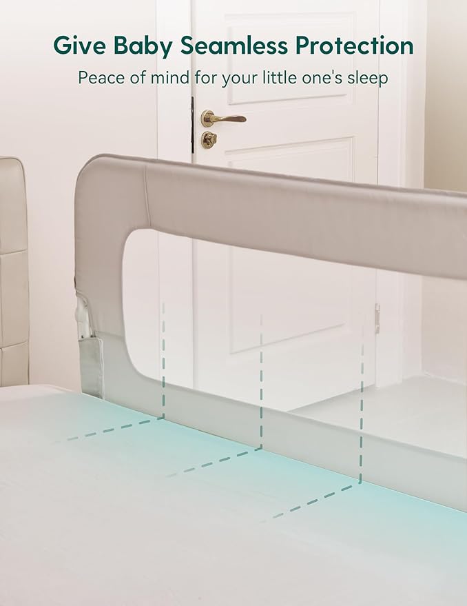 BABELIO Bed Rail for Toddlers, 43" Wide Swing Down & Adjustable Height Toddler Bed Rails for Kids/Elderly/Adults, Baby Side Railing for Twin/Full/Queen/King Size