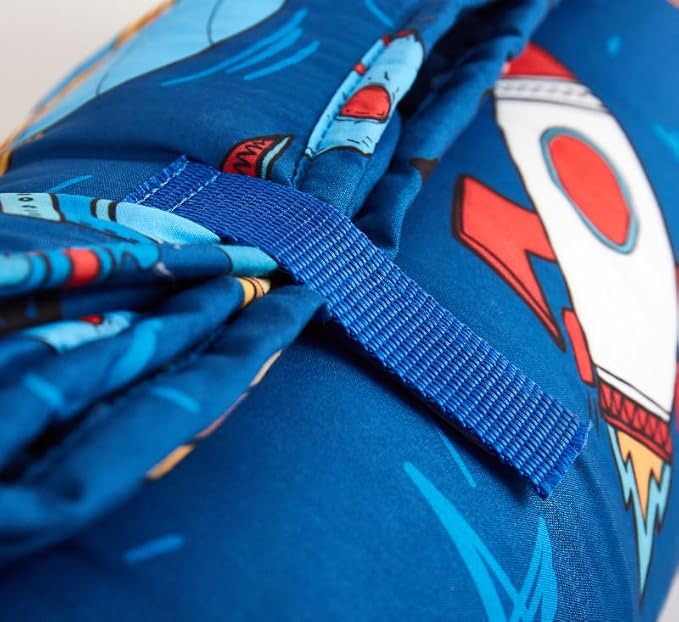 Toddler Nap Mat with Removable Pillow & Minky Blanket Sleeping Bag for Kids Handle & Fastening Nap Mats for Preschool Daycare Kindergarten Kids Sleeping Bag (Ages 2-7 Years) Blue Dinosaur