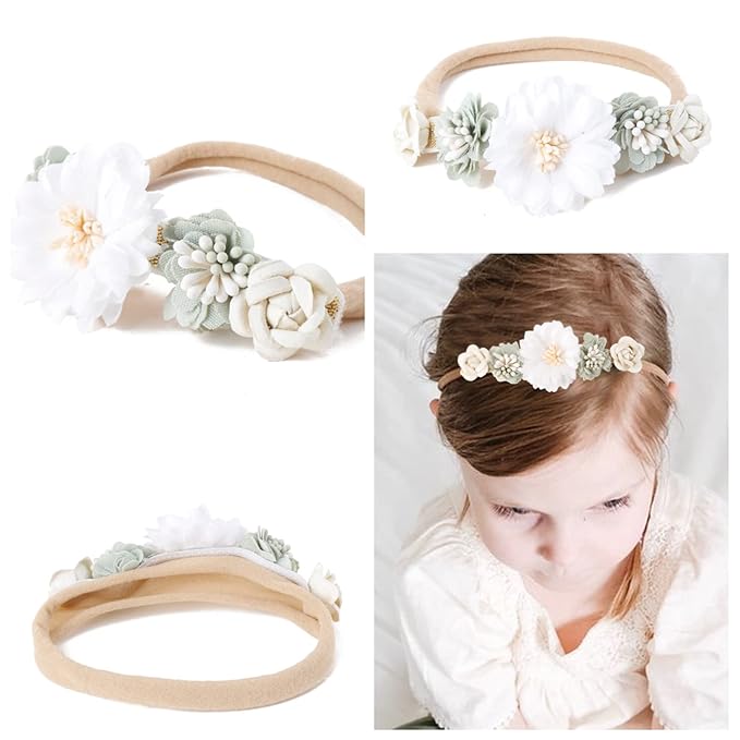 6pcs Baby Headbands Nweborn Flower Hair Bows for Girls-Infant Elastic Hair Band Bows Wraps Baby Headband Hair Accessories Gifts for Toddles