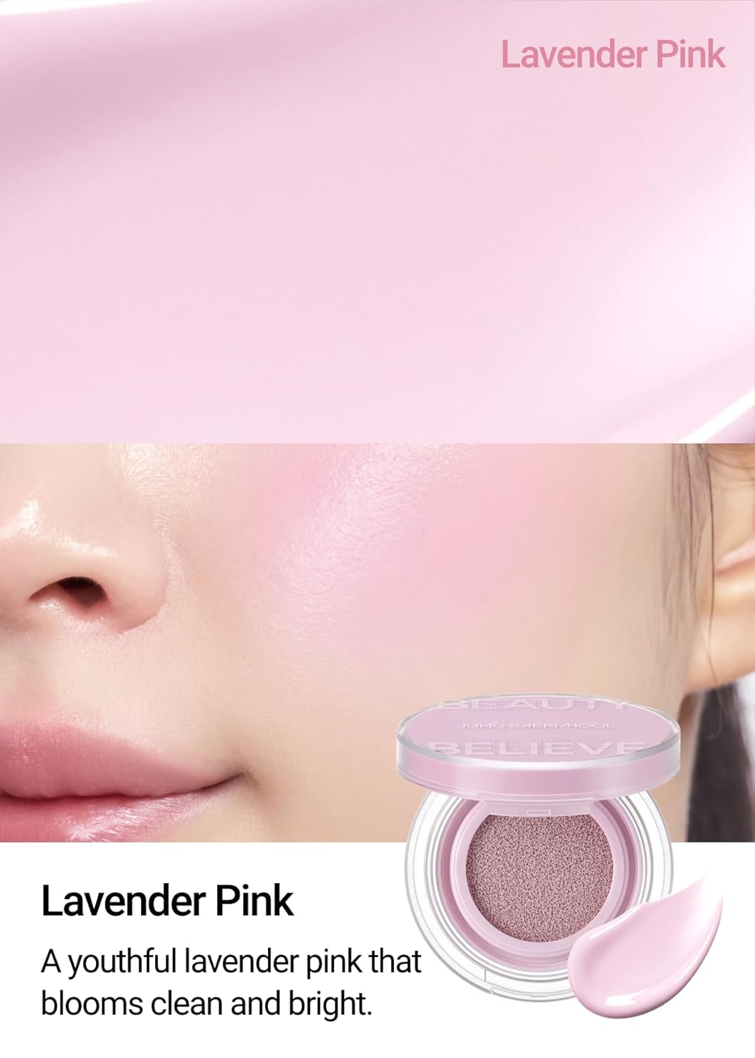 JUNGSAEMMOOL Artist Cushion Blush (Lavender Pink) | Easy to Blend, Lightweight, Hydrating Korean Makeup Cushion Blush for Dewy & Glowing Cheeks