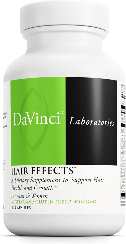 DAVINCI Labs Hair Effects - Dietary Supplement to Support Healthy Hair Growth and Skin* - with Biotin, Zinc, Copper, Saw Palmetto and Grape Seed Extract - Gluten-Free - 90 Vegetarian Capsules