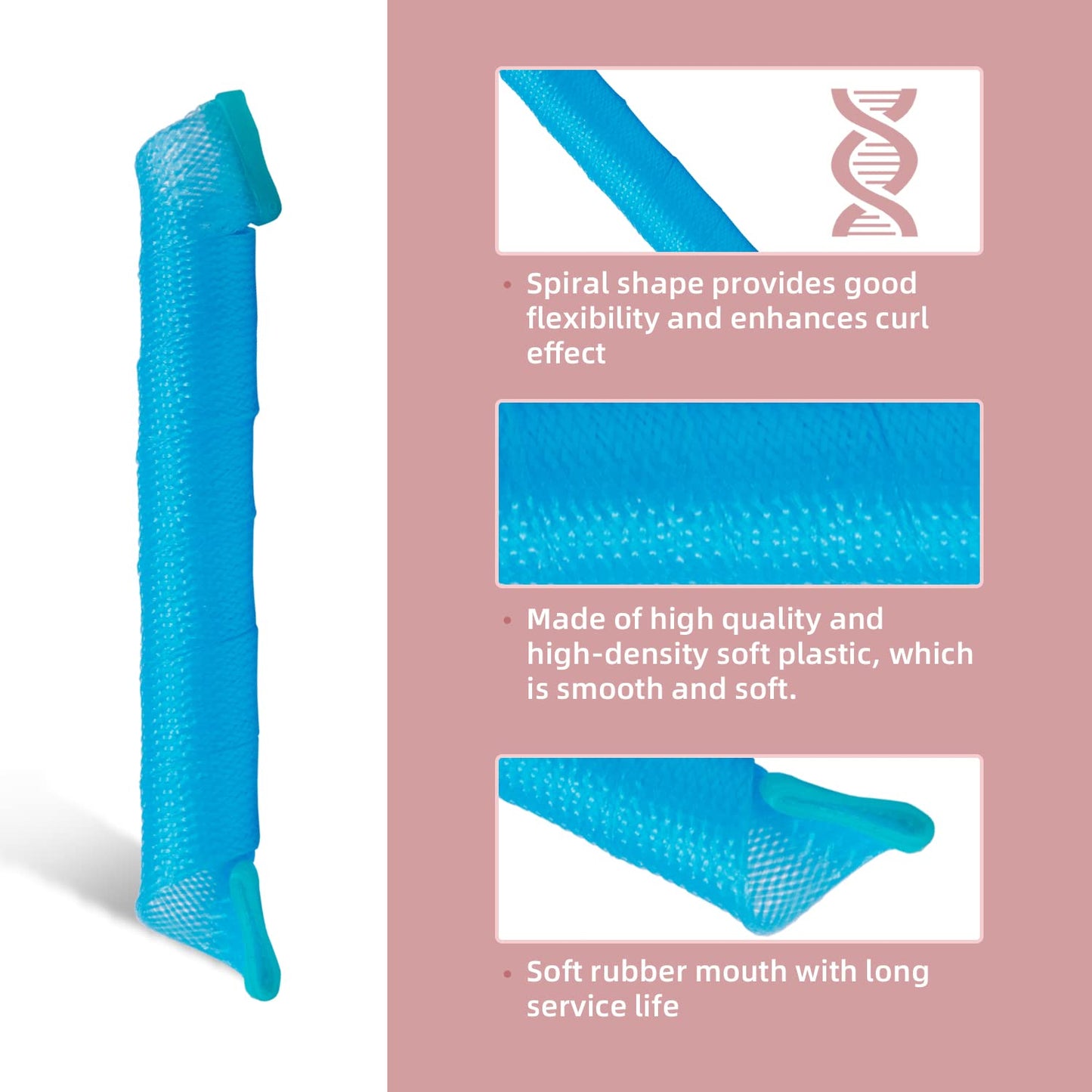 60pcs Heatless Hair Curlers Rollers Spiral and Wave Styling Kit with 2 Sets Styling Hooks,No Heat Curlers for Women Girl's Medium and Long Hair (17.8 Inch/45 cm)