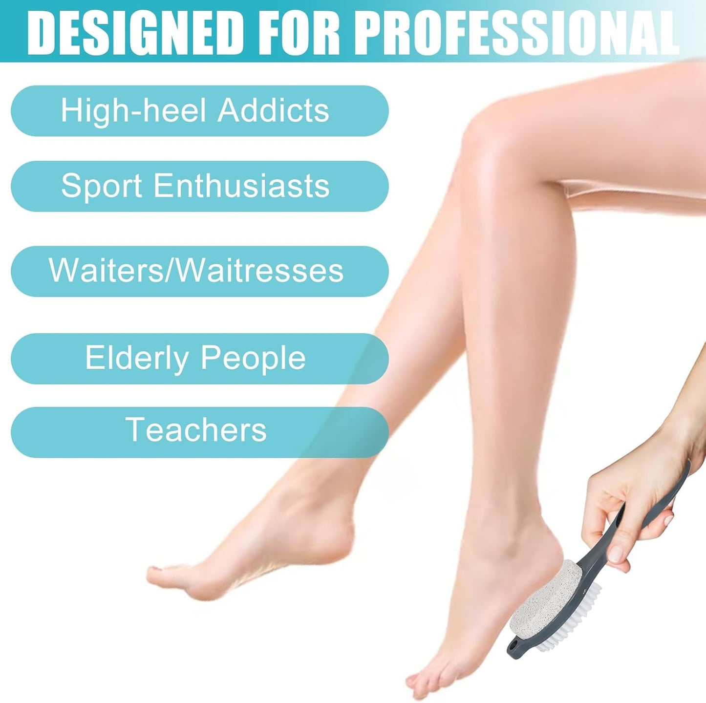 Foot File Callus Remover-2 Pcs 4 in 1 Foot Scrubber Dead Skin Remover for Feet,Pumice Stone, Foot Rasp and Sand Paper for Home Foot Care,Foot Brush for Shower (Grey Pedicure Foot File)