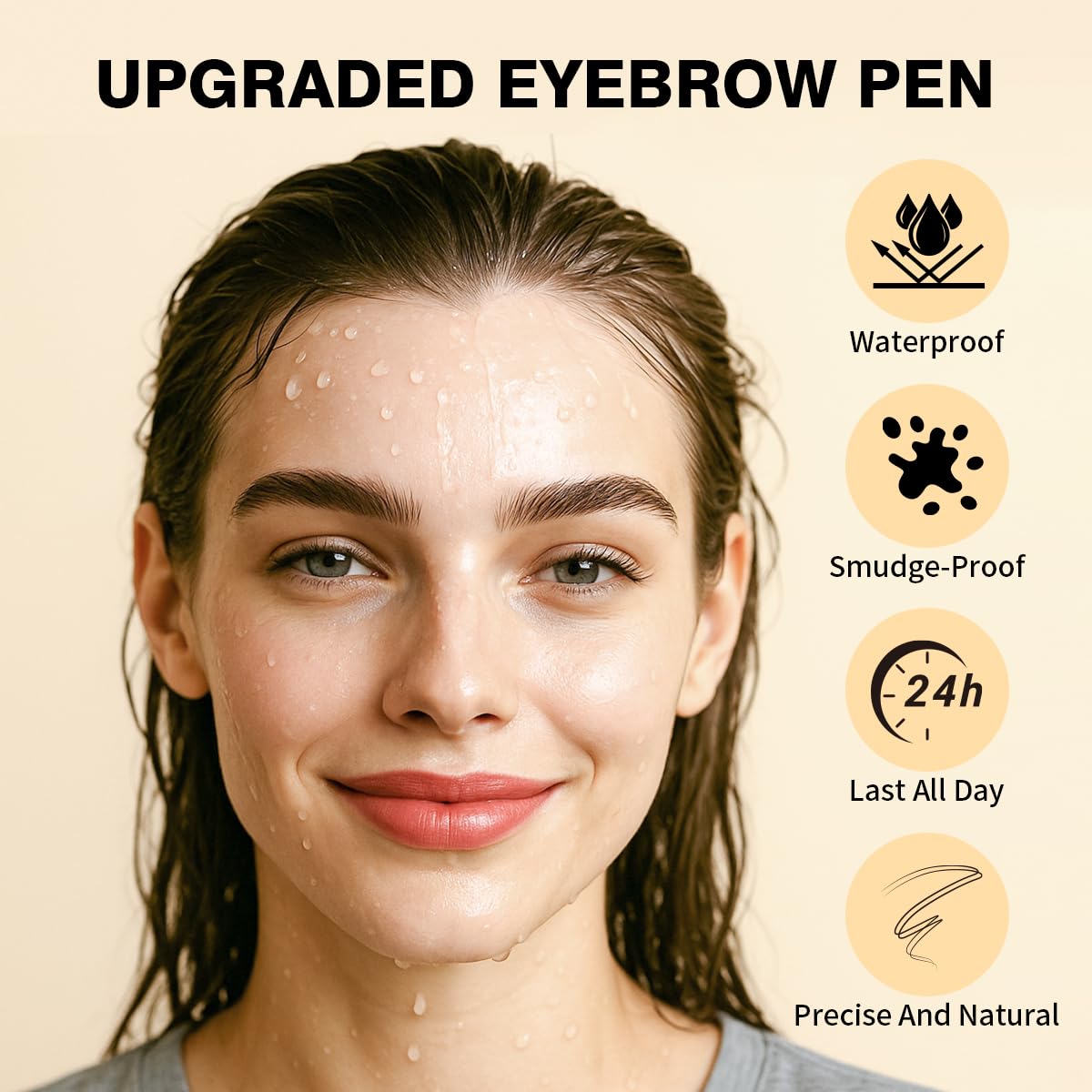 Eyebrow Pencils for Women - Microblading Eyebrow Pencil 2-In-1 Dual-Ended Eyebrow Pen with Precise 2-Fork-Tip & Brush-Tip Waterproof Eyebrow Pencil for Hair-Like Brows, Last All-Day, Brown