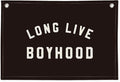 "Long Live Boyhood" Wall Banner 20x30 Inch - Boys Room Decor, Linen Canvas Wall Hanging for Toddler Playroom, Rustic Nursery Sign, Adventure Theme Kids Bedroom Banner - Black