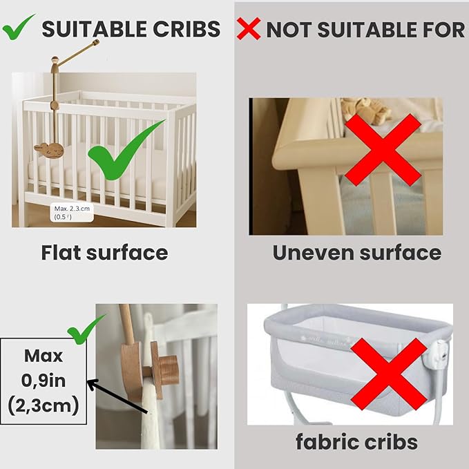 High-Contrast Black & White Fish Montessori Baby Mobile for Crib, Adjustable Wooden Arm Holder, Easy Clip-On Nursery Decor for Visual Stimulation & Gift