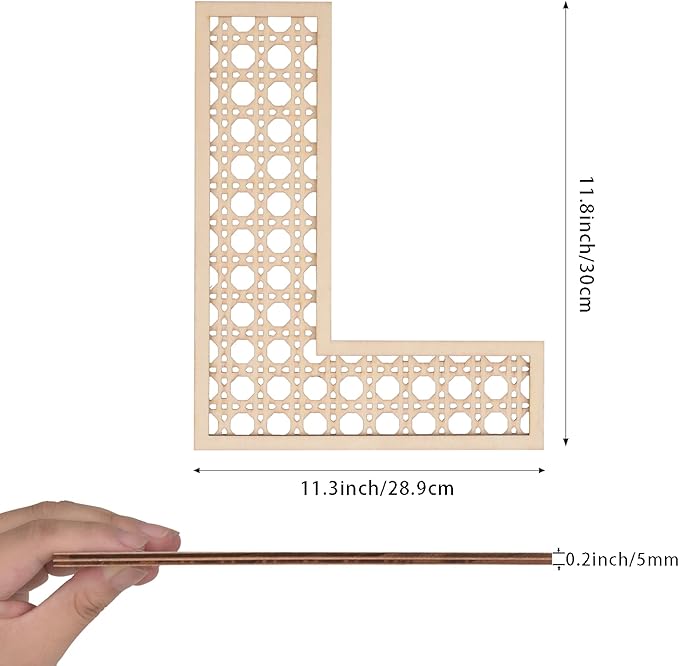 Large Boho Wooden Rattan Letters 12 inch for Nursery Decor Wood Letter L Wall Decors for Baby Girl Boy Bedroom Home Rustic Name Sign Birthday Wedding Decorative Letters