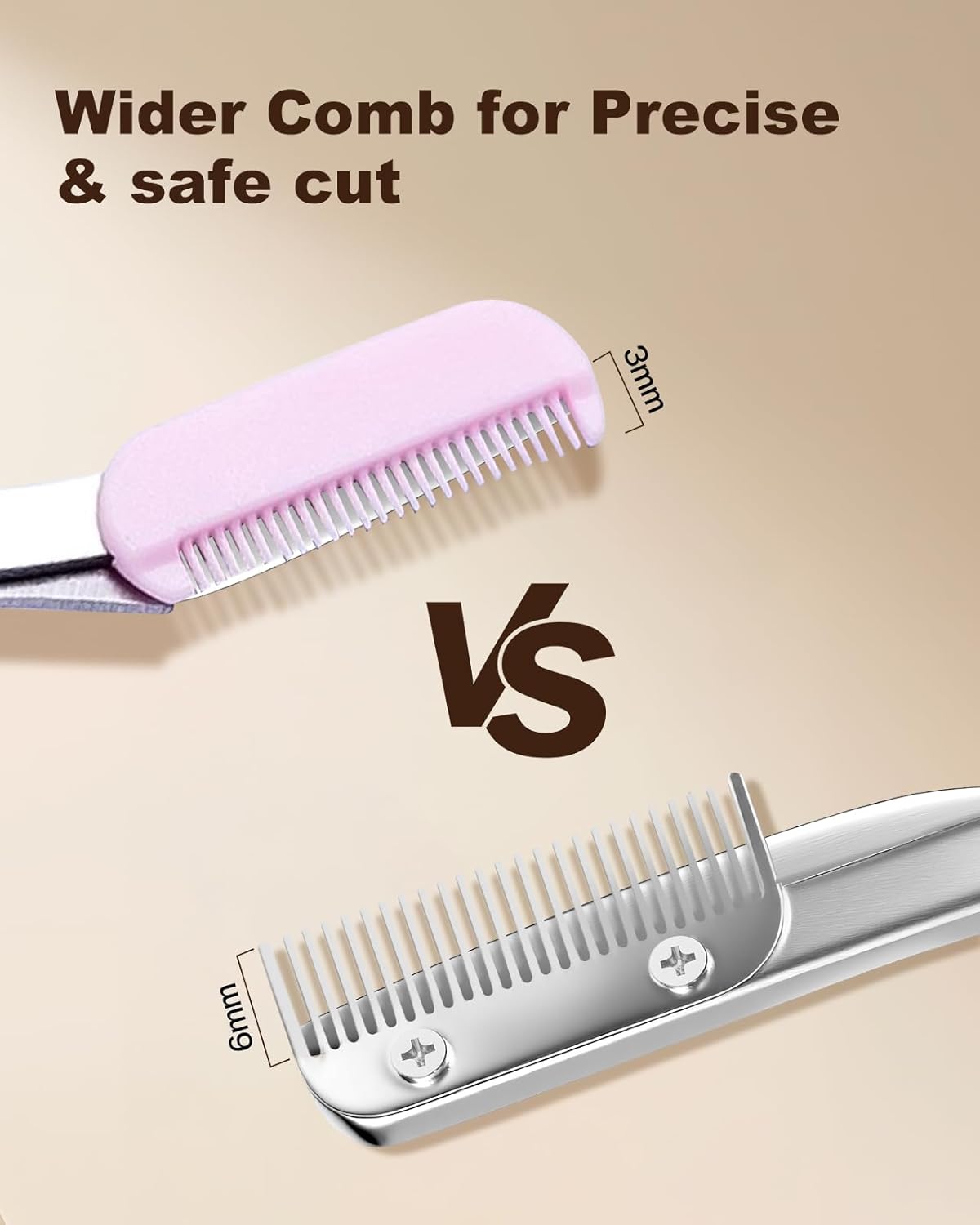 Eyebrow Scissors for Women, Stainless Steel Beauty Scissors with Comb, Precision Trimming Tool for Brows & Facial Hair, Sharp Blades with Safety Guard, Compact & Travel-Friendly (Yellow)