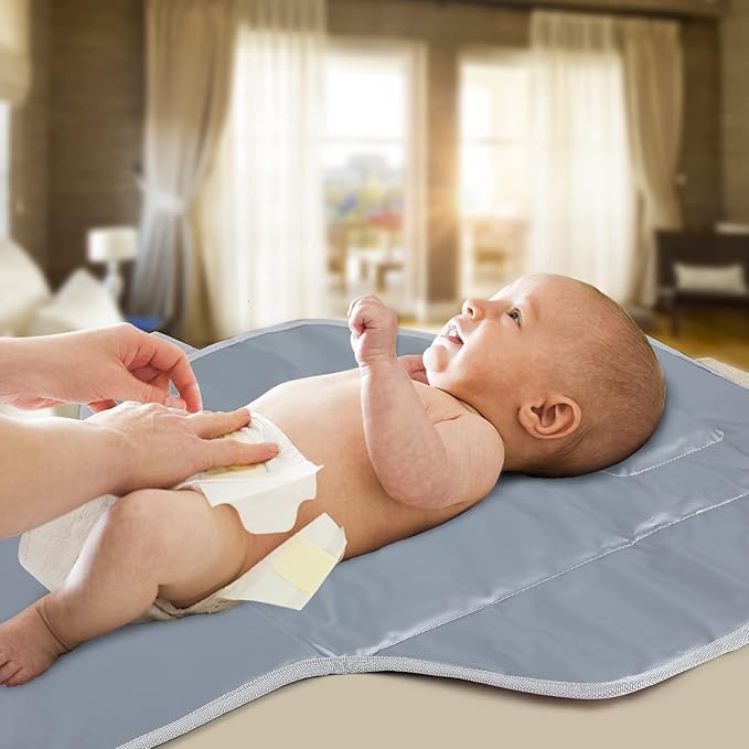 Portable Changing Pad for Baby, Compact Waterproof Diaper Mat with Built-in Cushion, Pink