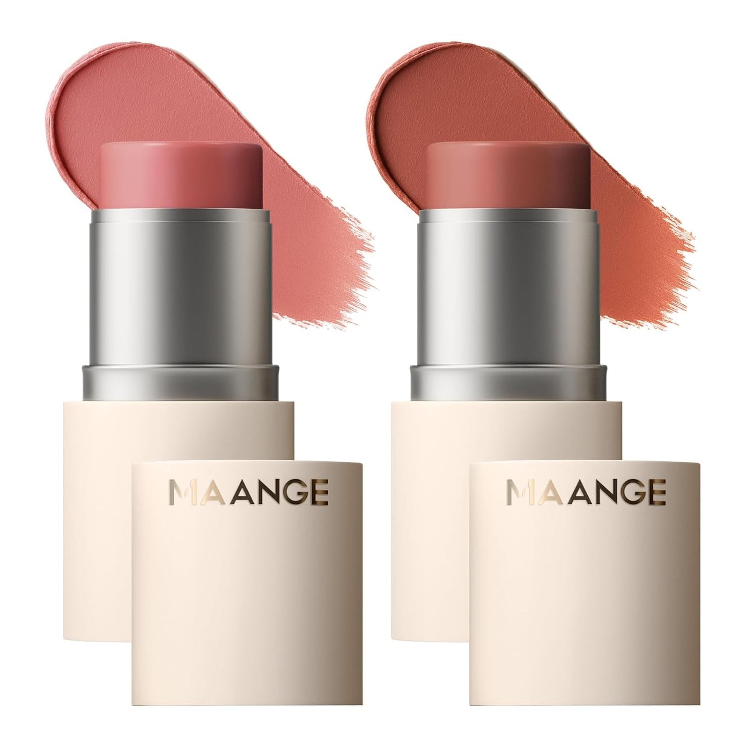 MAANGE Multi-Use Blush Stick, All-in-One Cream Blush for Cheeks, Eyes & Lips Long-Wearing, Blendable Makeup Blush Stick, Creamy & Buildable (R101+C102)