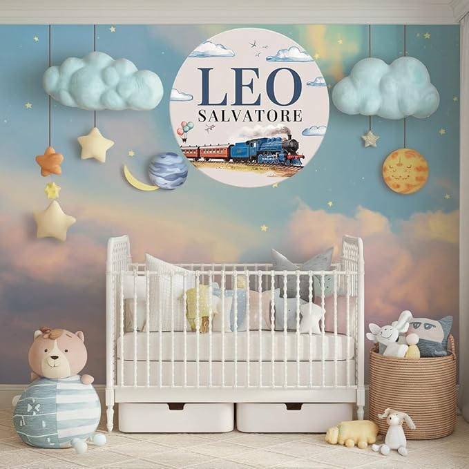 Personalized Wooden Name Signs for Nursery, Train Sign for Baby Door Decor, Newborn Gifts for Boy, Boys Nursery Wall Bedroom Decorations, Mother's Day Gifts for New Mom Dad Gift