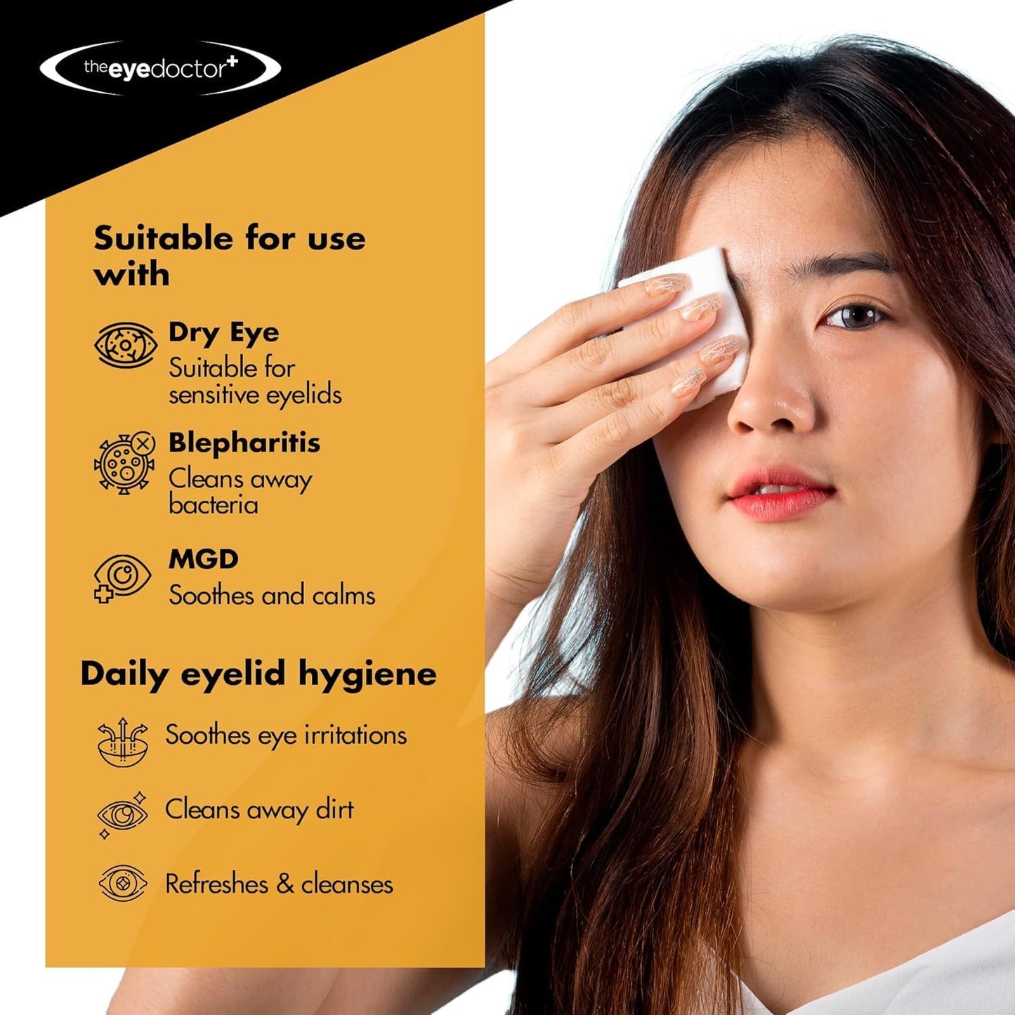 The Eye Doctor Biodegradable Eyelid Wipes - 20 x Single Use Eye Cleaning Wipes for Daily Lid Care - Individual Preservative Free Sensitive Eye Cleaner - Soothes Cleans and Refreshes