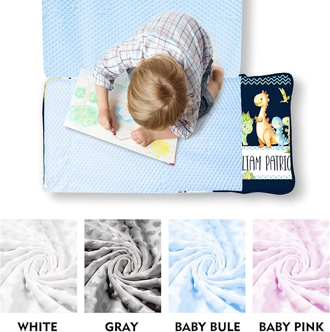 Personalized Toddler Nap Mats for Preschool, Custom Name Kids Sleeping Bag for Daycare, Roll Up Sleeping Mat with Removable Pillow and Soft Dot Minky Blanke for Boys Camping Travel