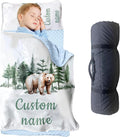 Personalized Toddler Nap Mats for Preschool, Custom Name Kids Sleeping Bag for Daycare, Roll Up Sleeping Mat with Removable Pillow and Soft Dot Minky Blanke for Boys Camping Travel