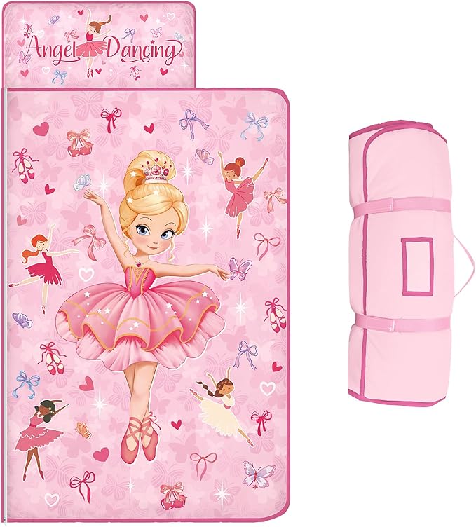 Toddler Nap Mat Kids Sleeping Bag 59"×24", Soft Slumber Bag with Removable Pillow and Blanket for Kids Girls Boys,Roll Up Sleeping Mat Thick for Camping,Daycare, Kindergarden