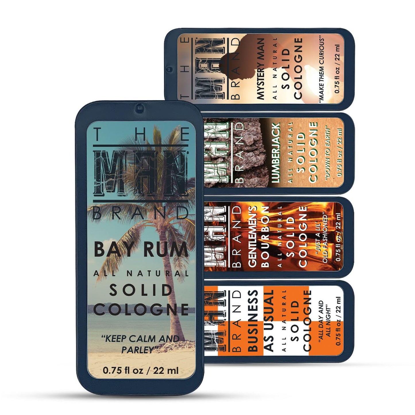 Solid Cologne Set of 5 with Bay Rum Solid Cologne, Bourbon Solid Cologne, Business As Usual, Lumberjack, and Mysetry Man Cologne - Solid Cologne Sampler Set (Five Armies - 5 Pack - 0.75 oz each)