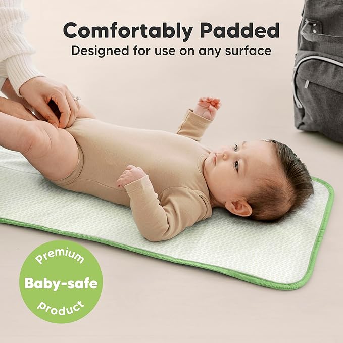 KeaBabies Portable Diaper Changing Pad, Easy Wipe Clean - Foldable Waterproof Baby Changing Mat for Diaper Bag, Compact, Lightweight, 25x13 Newborn, Infant, Baby Changer Travel Essential (Acacia)