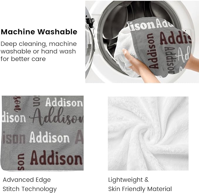 Dr.TOUGH Name Blanket Personalized Blanket for Adult Kids Flannel Customized Personalized Blankets and Throws