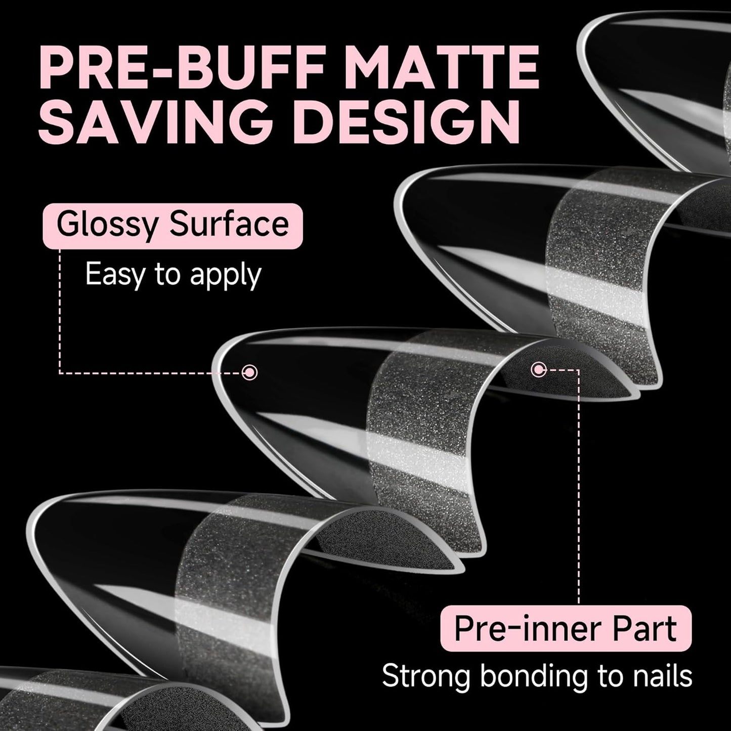 UNA GELLA Almond Shape Nail Tips Short: 504pcs Half Cover Almond Gel Nails Tips Matte Clear Fake Nails Self-handle for Nail Extension DIY Nail Salon for Her, 12Sizes