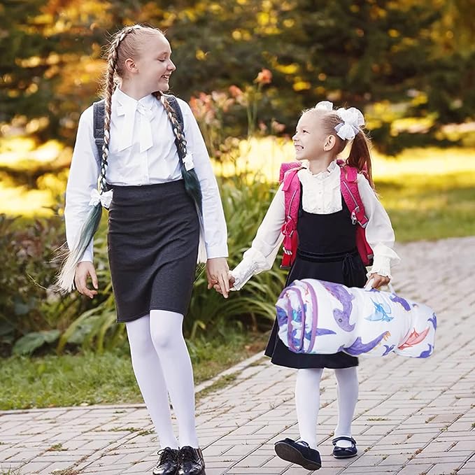 Primlect Thickened Toddler Nap Mat with Removable Pillow and Minky Blanket, Extra Large 55''x35'' Sleeping Bag, Washable, Roll up, Perfect for Daycare, Preschool, Kindergarten, Boys and Girls Dinosaur