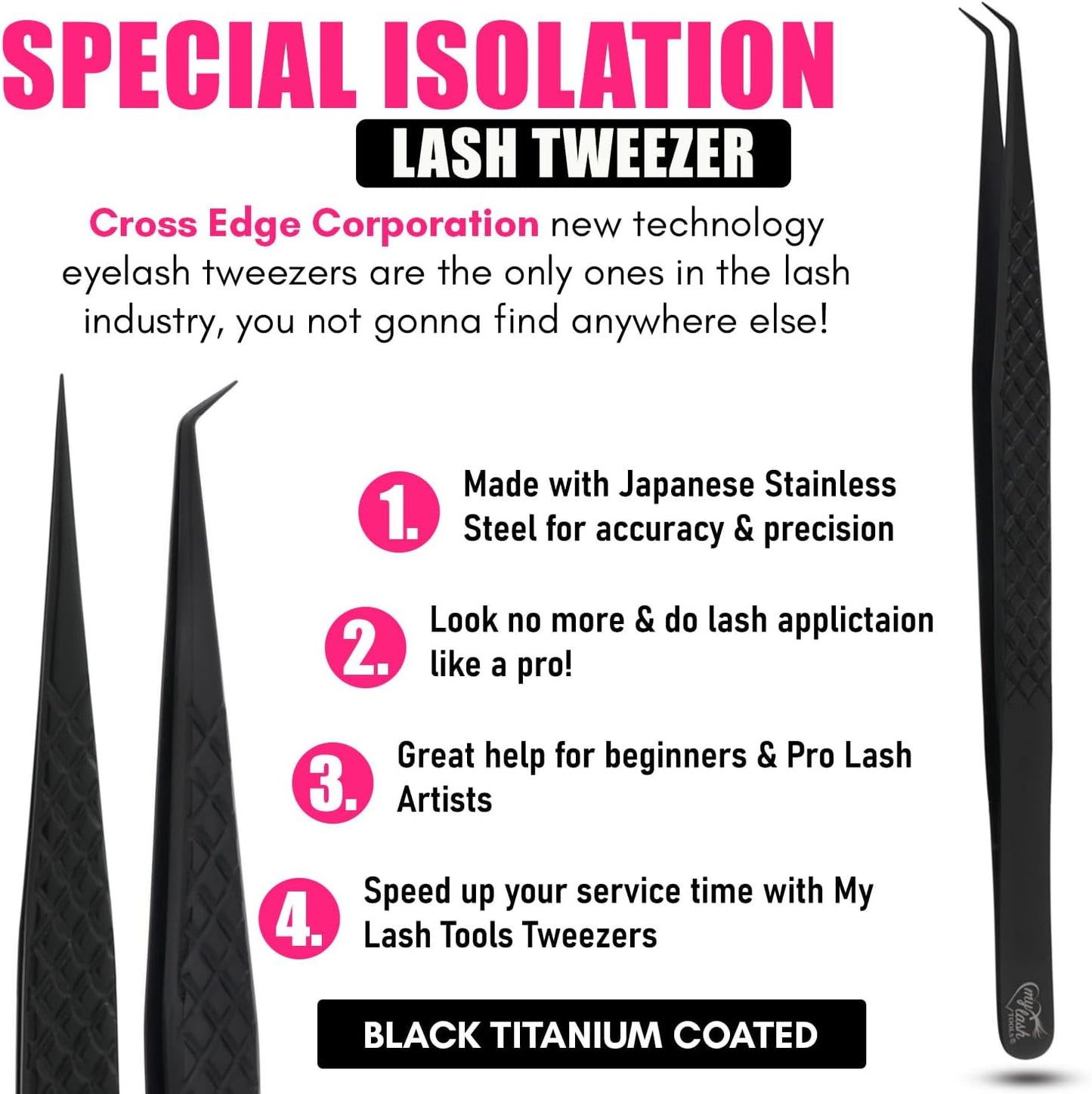 My Lash Tools Eyelash Extension Curved Degree & Straight Tweezers set for Isolation Lash Extensions 14cm, Best for Individual Isolation & Classic Lashes Stainless Steel Eyelash Twisers (Tweezers set)