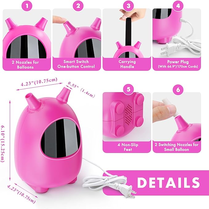 Balloon Pump Electric, SPLAKS Balloons Inflator Air Pump Portable Balloon Blower for Garland Arch, Party Decoration