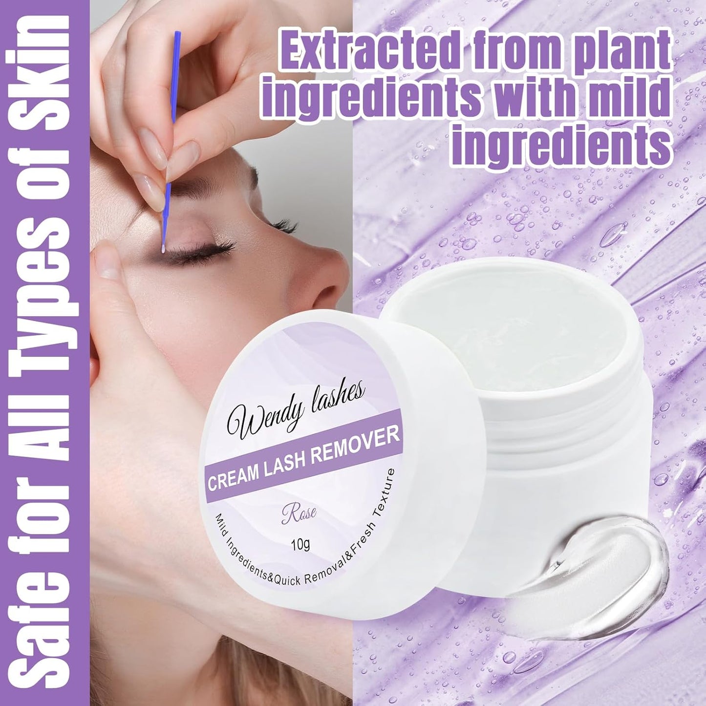 Wendy Lash Remover for Eyelash Extensions: Effectively Cluster Glue Remover Cream, Clear Rose