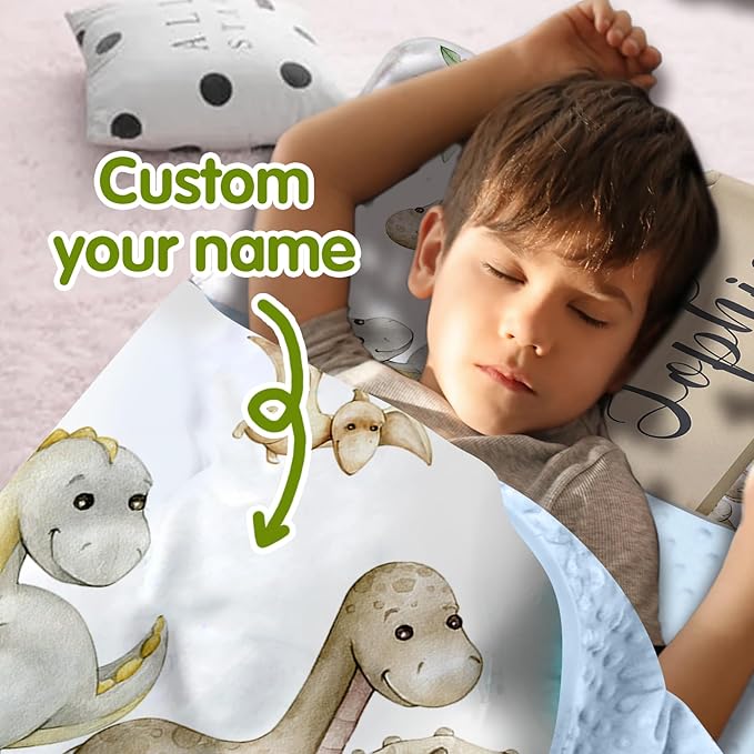 Personalized Toddler Nap Mats for Preschool, Custom Name Kids Sleeping Bag for Daycare, Roll Up Sleeping Mat with Removable Pillow and Soft Dot Minky Blanke for Boys Camping Travel